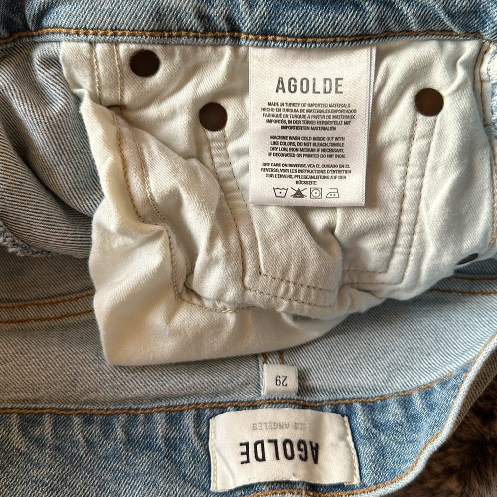 AGOLDE Riley High Rise Button Fly Crop Ankle Ripped Distressed Straight Leg 29 - Picture 9 of 14